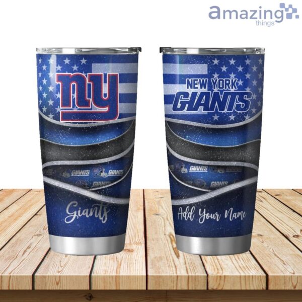 Personalized New York Giants Flag 3D Shining Tumbler 20oz Product Photo 1