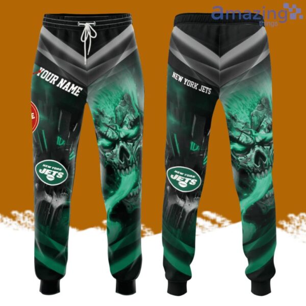 Personalized New York Jets Smoky Green Skull All Over Print 3D Casual Unisex All Over Print 3D Long Pants Product Photo 1