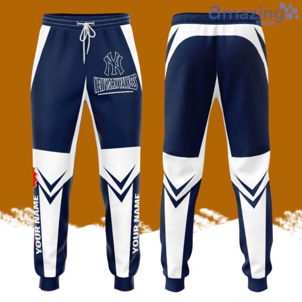 Personalized New York Yankees All Over Print 3D Casual Unisex All Over Print 3D Long Pants White Navy Product Photo 1