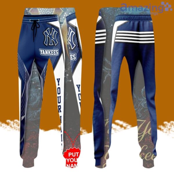 Personalized New York Yankees Professional Baseball Team Ny All Over Print 3D Long Pants Blue Product Photo 1