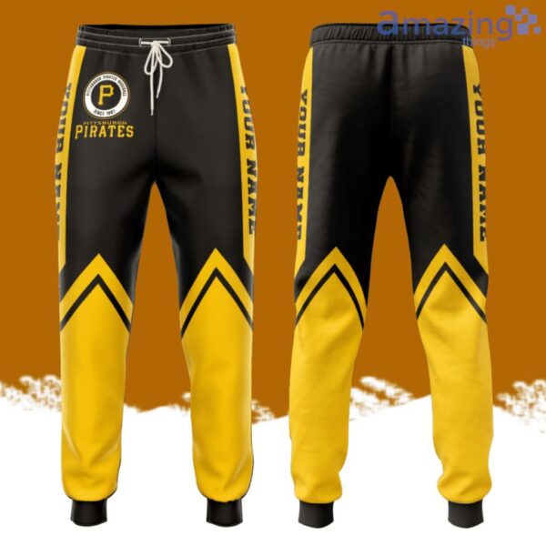 Personalized Pittsburgh Pirates Unisex All Over Print 3D Long Pants Black Yellow Product Photo 1