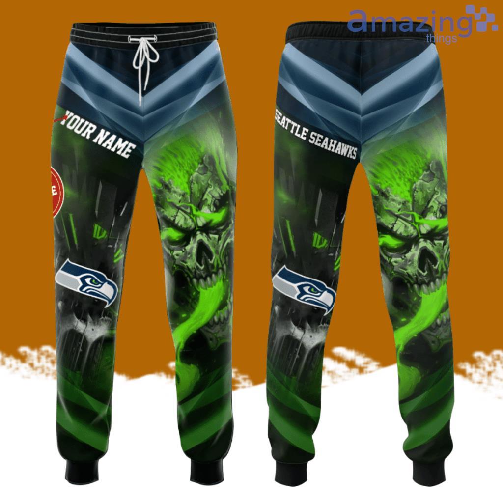 Personalized Seattle Seahawks Smoky Green Skull All Over Print 3D Casual Unisex All Over Print 3D Long Pants image Personalized Seattle Seahawks Smoky Green Skull All Over Print 3D Casual Unisex All Over Print 3D Long Pants Product Photo 1
