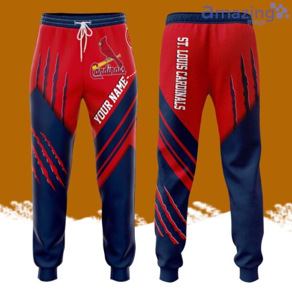 Personalized St. Louis Cardinals Claw Unisex All Over Print 3D Long Pants Red Navy Product Photo 1