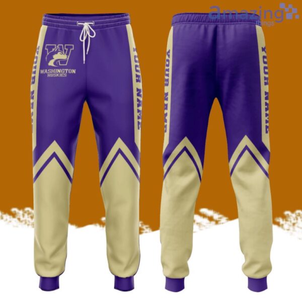 Personalized Washington Huskies All Over Print 3D Casual Unisex All Over Print 3D Long Pants Purple White Product Photo 1
