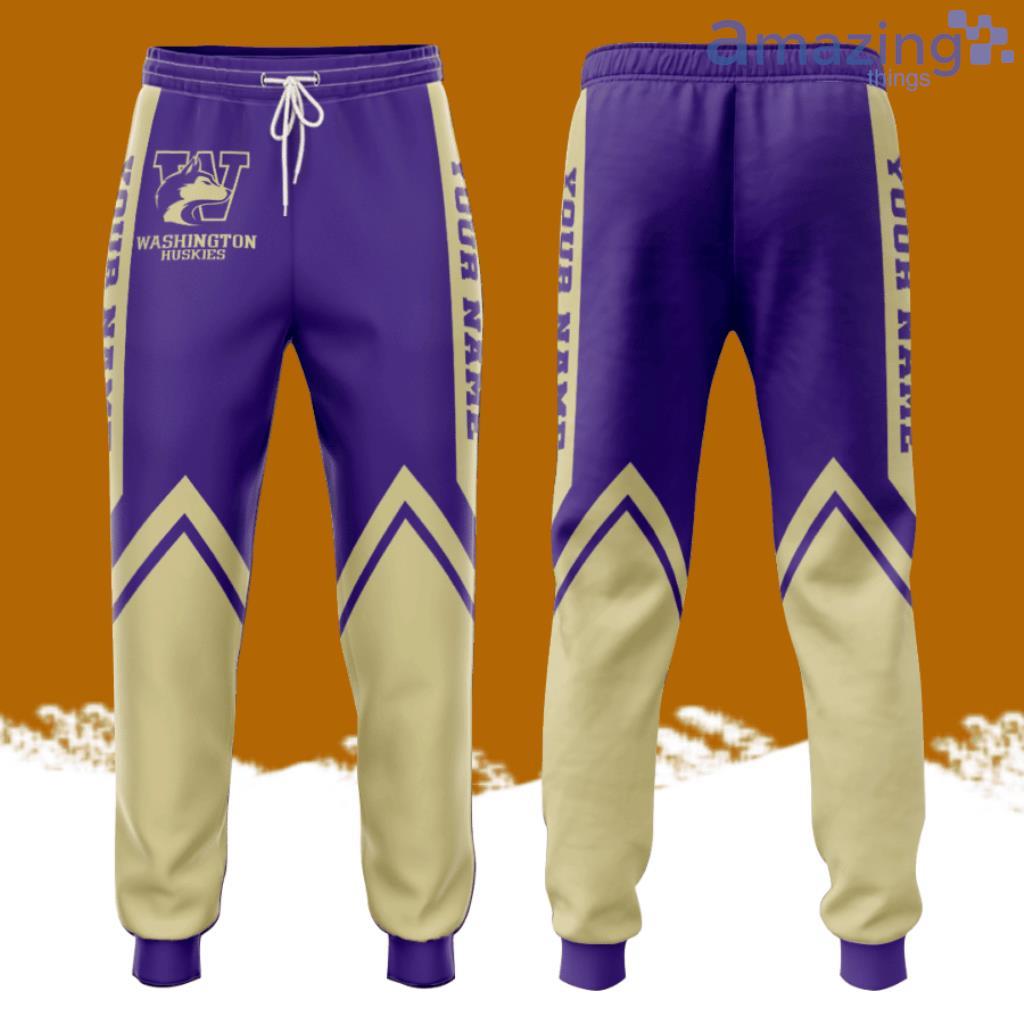Personalized Washington Huskies All Over Print 3D Casual Unisex All Over Print 3D Long Pants Purple White image Personalized Washington Huskies All Over Print 3D Casual Unisex All Over Print 3D Long Pants Purple White Product Photo 1