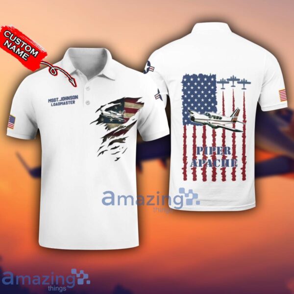 Piper PA-23 Apache PA23 3D Aircraft Flag White Polo Shirt For Men And Women Custom Name Product Photo 1