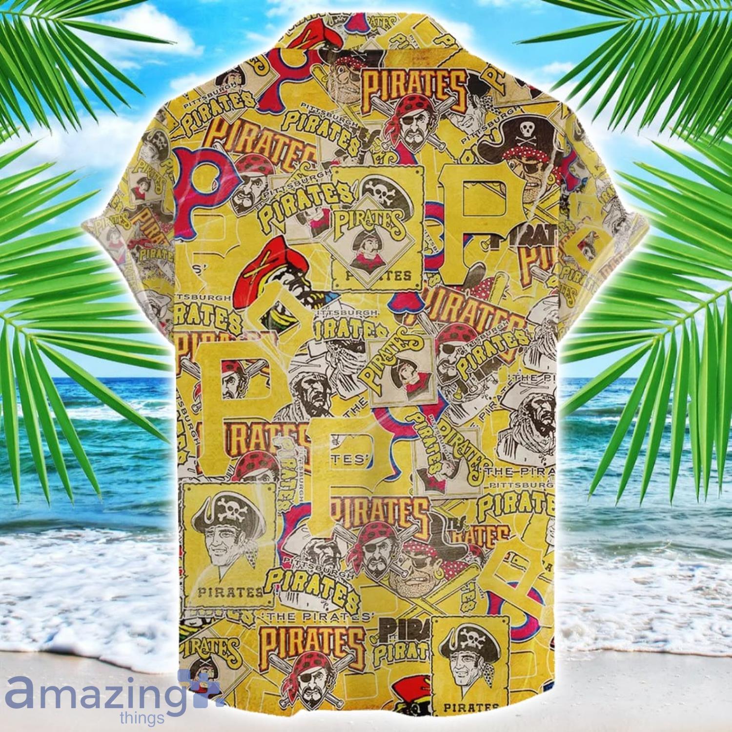 Pittsburgh Piratess MLB Team Logo 3D Hawaiian Shirt Limited For Sports Fans image Pittsburgh Piratess MLB Team Logo 3D Hawaiian Shirt Limited For Sports Fans Product Photo 2