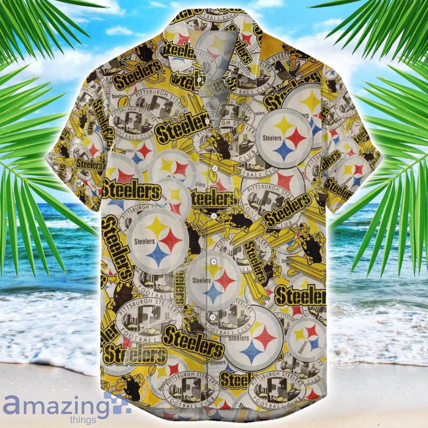 Pittsburgh Steelers NFL Team Logo 3D Hawaiian Shirt Limited For Sports Fans image Pittsburgh Steelers NFL Team Logo 3D Hawaiian Shirt Limited For Sports Fans Product Photo 1