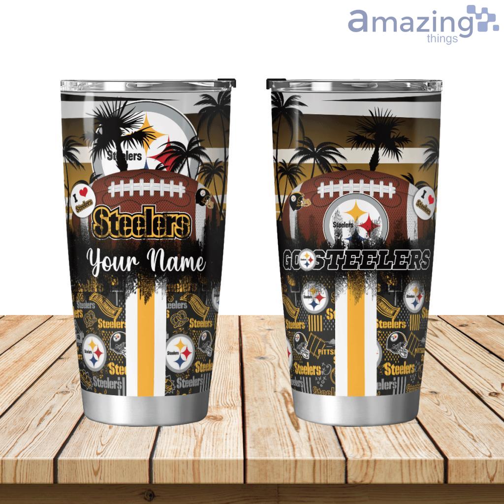 Pittsburgh Steelers Tropical Personalized Tumbler 20oz Limited Edition image Pittsburgh Steelers Tropical Personalized Tumbler 20oz Limited Edition Product Photo 1
