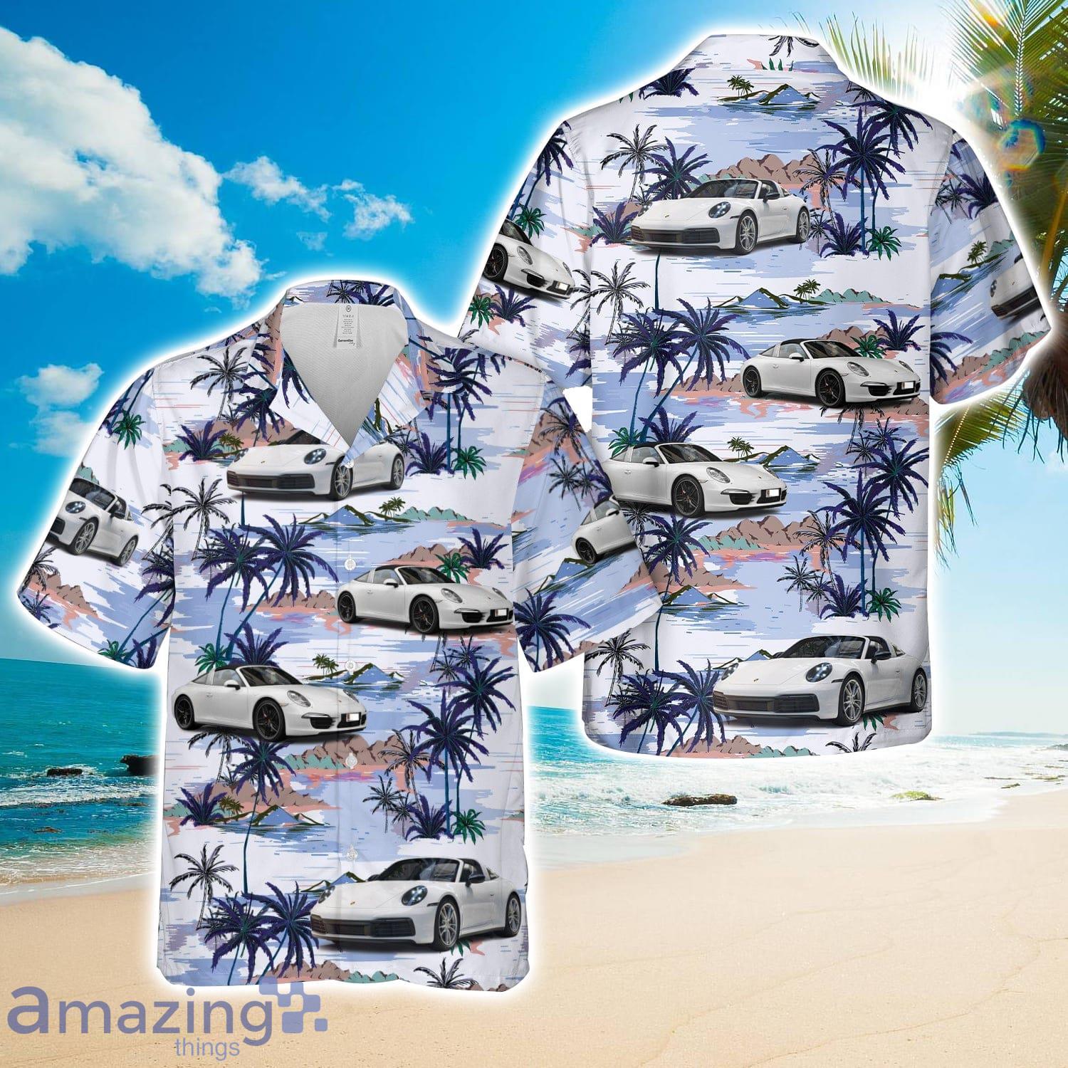 Porsche 911 Targa 4S White Hawaiian Shirt image Porsche 911 Targa 4S White Hawaiian Shirt Product Photo 1