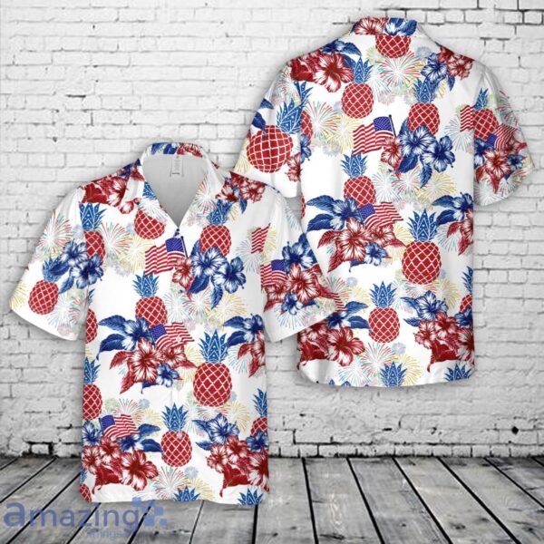 Red White and Blue Pineapple 4th of July Hawaiian Shirt Product Photo 1