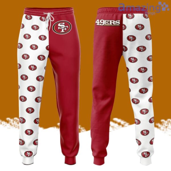 San Francisco 49ers Logo All Over Print 3D Casual Unisex All Over Print 3D Long Pants Red White Product Photo 1