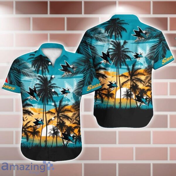 San Jose Sharks NHL Hawaii Coconut And Logo Full Printed Hawaiian Shirt Product Photo 1