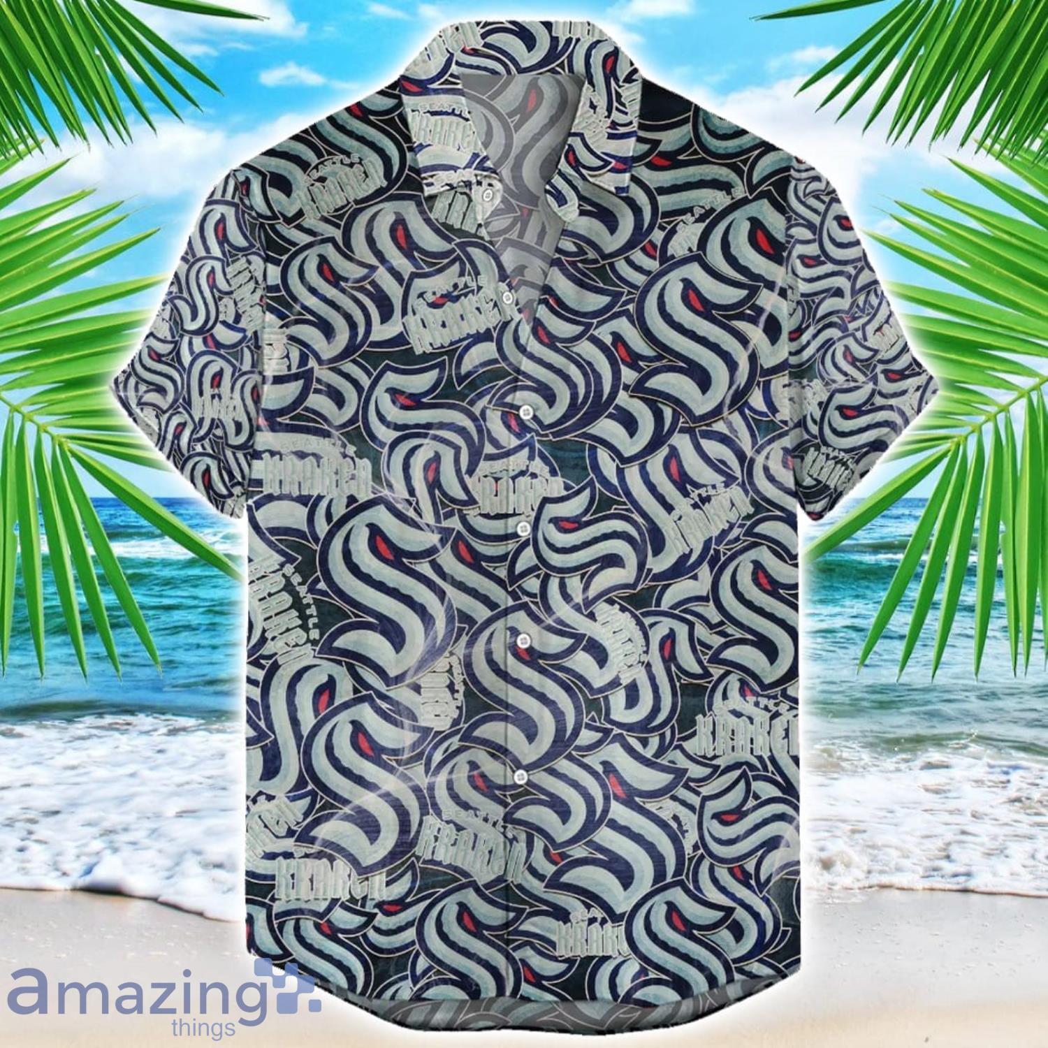Seattle Kraken 3D Printing NHL Team Logo Hawaiian Shirt Unique Gift For Fans image Seattle Kraken 3D Printing NHL Team Logo Hawaiian Shirt Unique Gift For Fans Product Photo 1