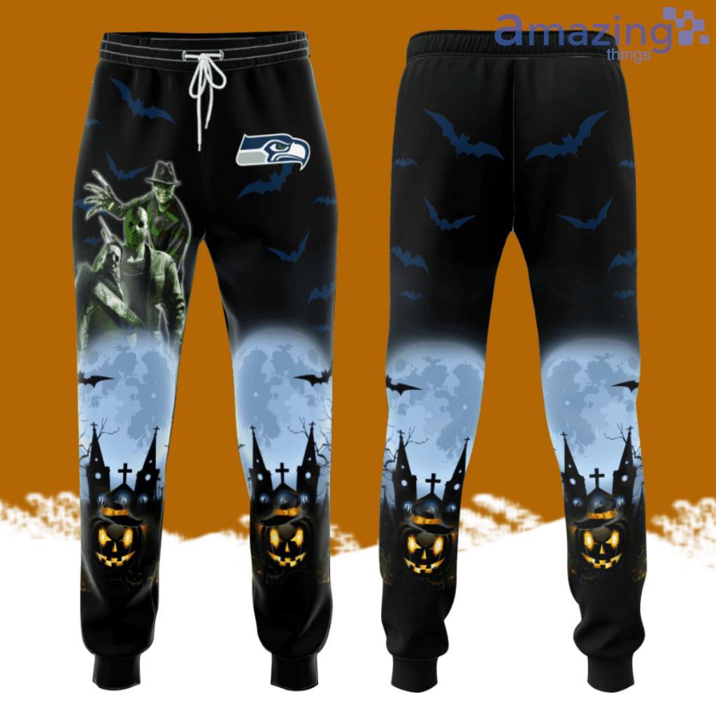 Seattle Seahawk Professional Football Team, Freddy Krueger, Michael Myers, Jason Voorhees Halloween All Over Print 3D Long Pants Black image Seattle Seahawk Professional Football Team, Freddy Krueger, Michael Myers, Jason Voorhees Halloween All Over Print 3D Long Pants Black Product Photo 1