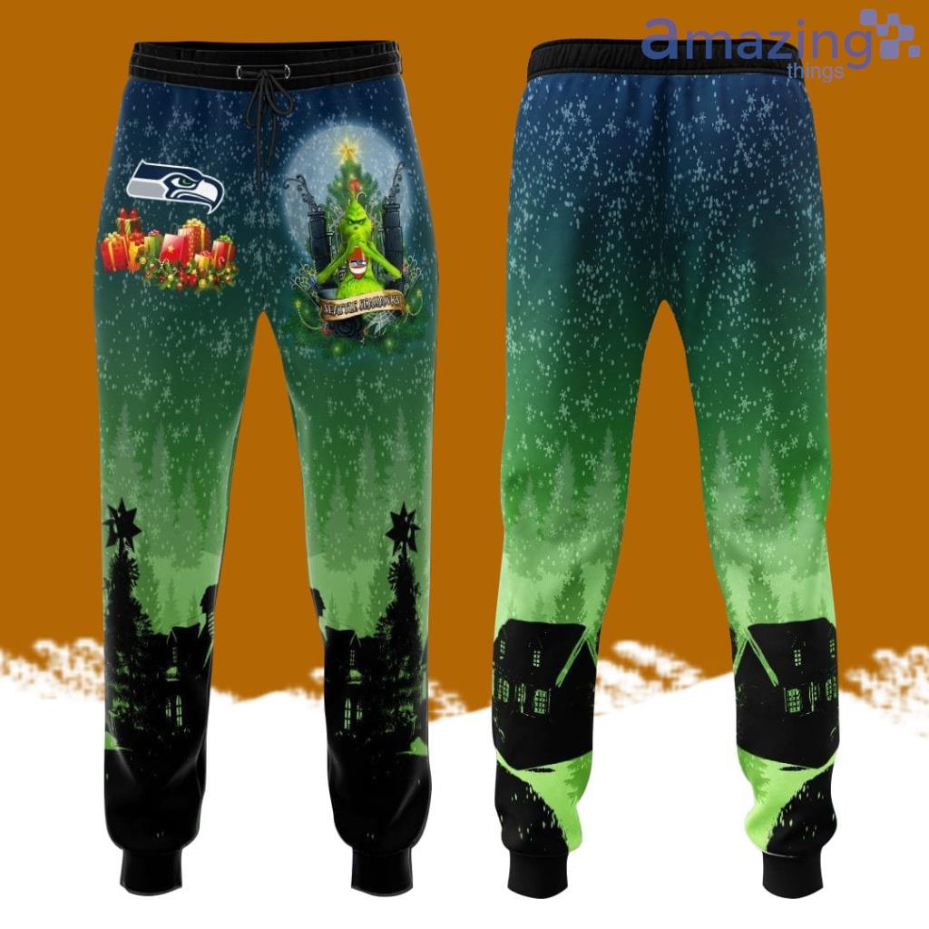 Seattle Seahawks Grinch Christmas Night All Over Print 3D Galaxy Casual Unisex All Over Print 3D Long Pants Blue Green image Seattle Seahawks Grinch Christmas Night All Over Print 3D Galaxy Casual Unisex All Over Print 3D Long Pants Blue Green Product Photo 1