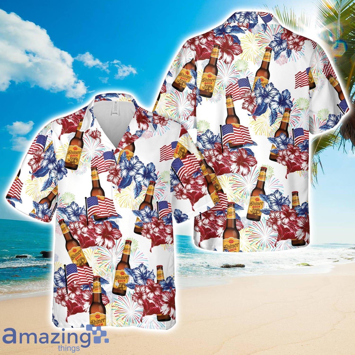 Shiner Bock Texas Beer, 4th Of July Hawaiian Shirt image Shiner Bock Texas Beer, 4th Of July Hawaiian Shirt Product Photo 1