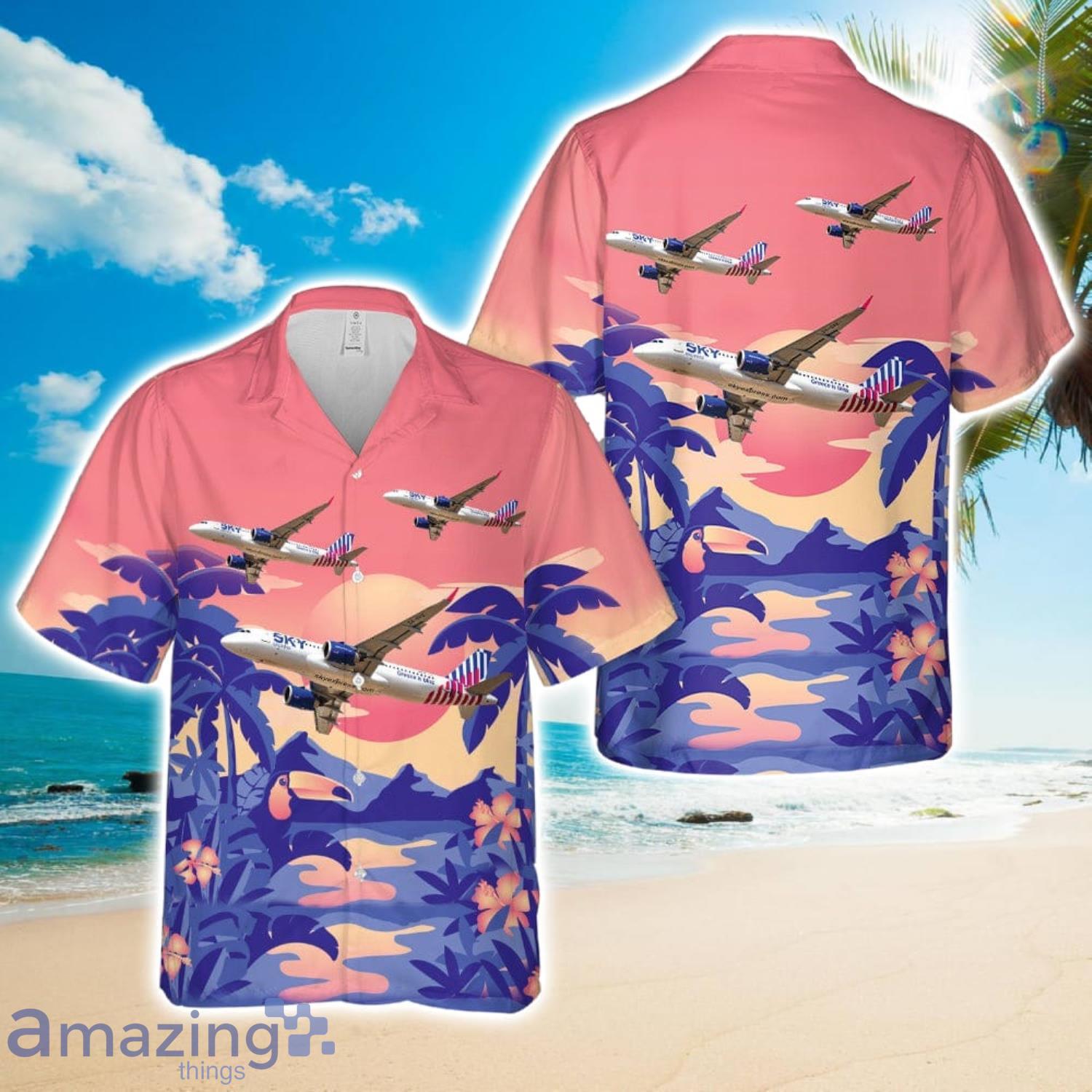 Sky Express Airbus A320 NEO Hawaiian Shirt image Sky Express Airbus A320 NEO Hawaiian Shirt Product Photo 1