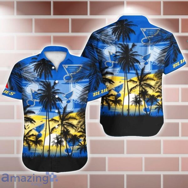 St Louis Blues NHL Hawaii Coconut And Logo Full Printed Hawaiian Shirt Product Photo 1