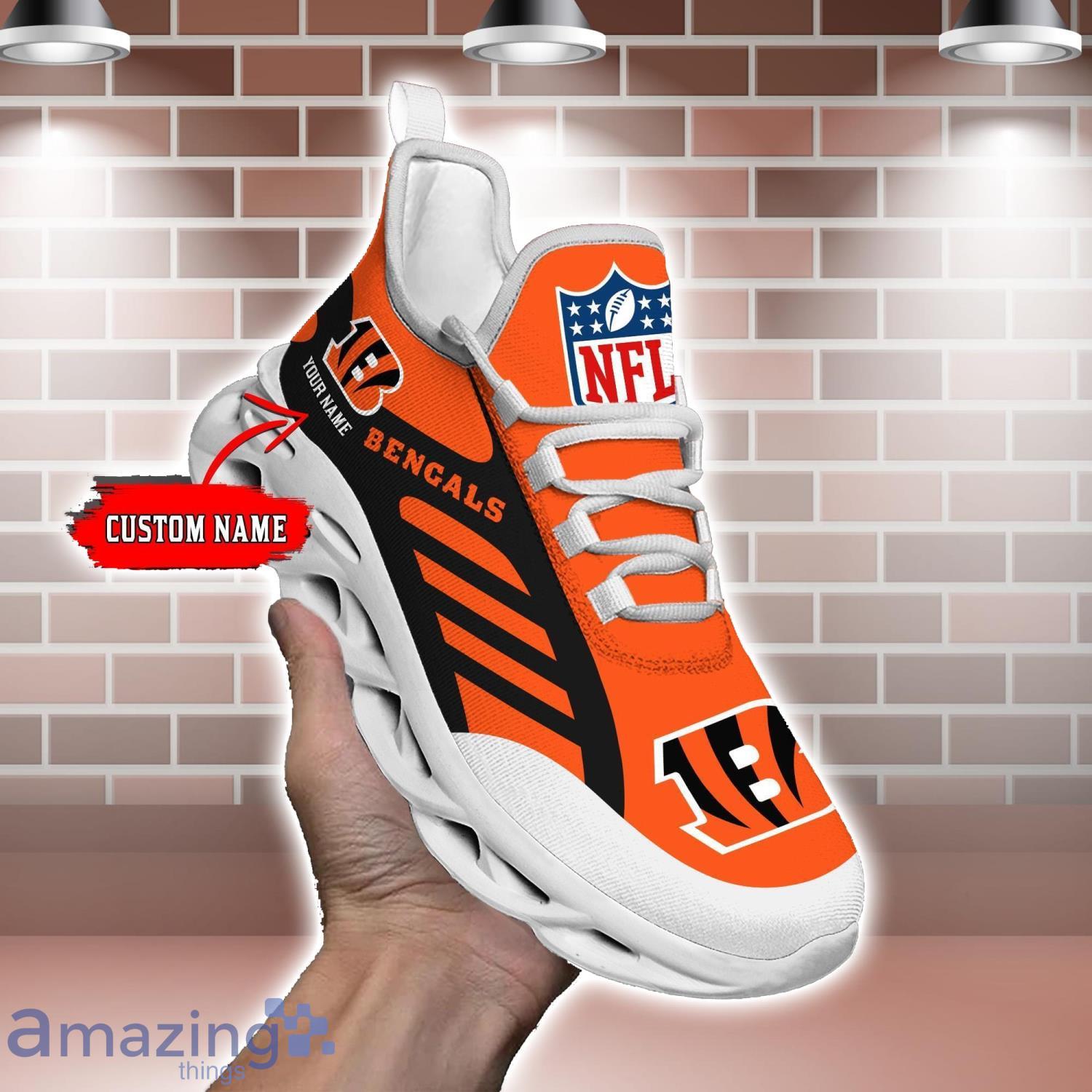 Striped Custom Name Sneakers Cincinnati Bengals NFL Max Soul Shoes For Men And Women image Striped Custom Name Sneakers Cincinnati Bengals NFL Max Soul Shoes For Men And Women Product Photo 2
