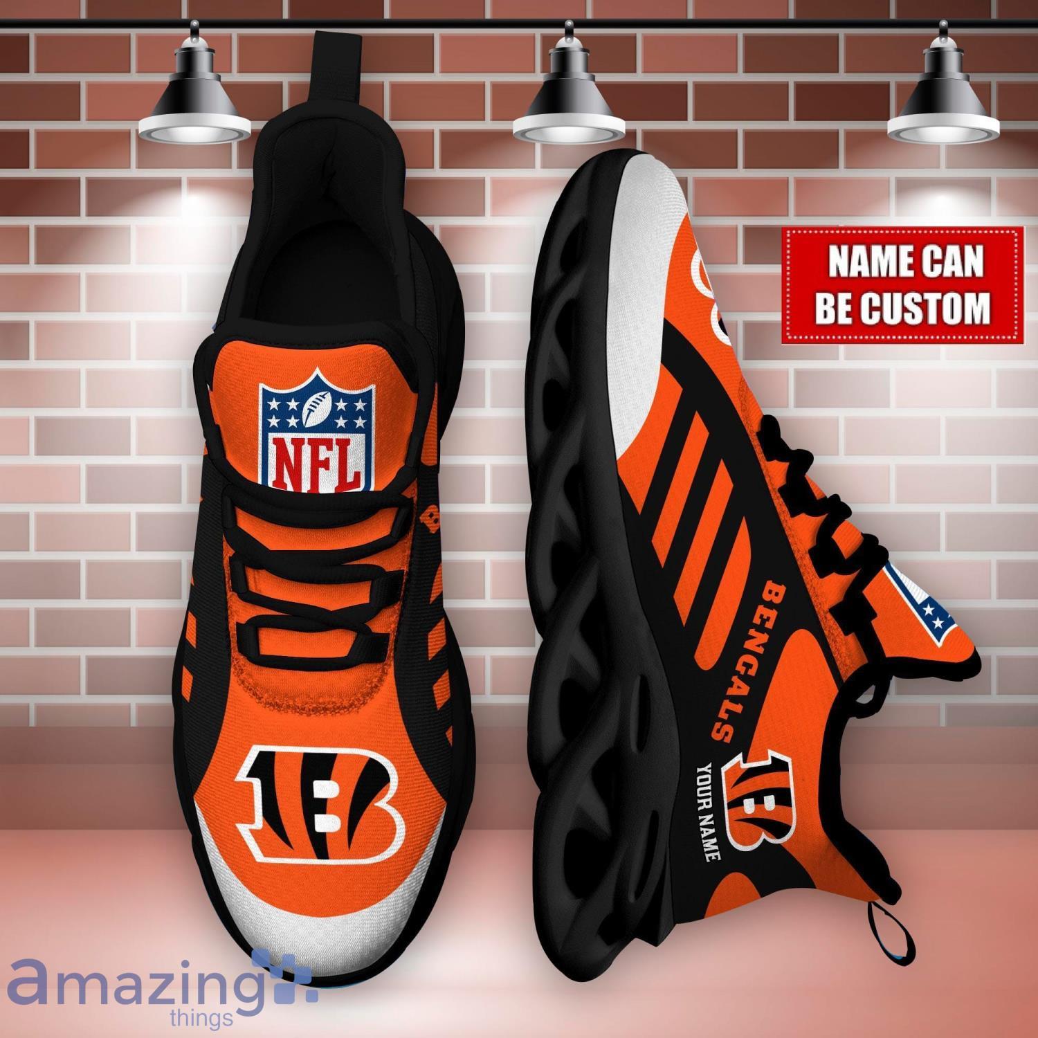Striped Custom Name Sneakers Cincinnati Bengals NFL Max Soul Shoes For Men And Women image Striped Custom Name Sneakers Cincinnati Bengals NFL Max Soul Shoes For Men And Women Product Photo 3