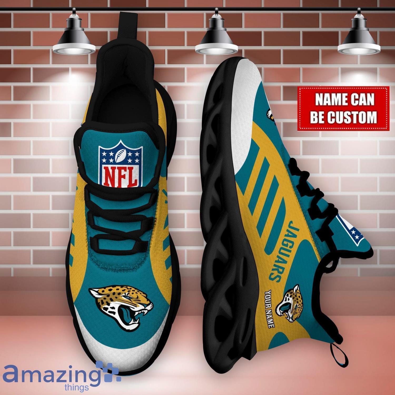 Striped Custom Name Sneakers Jacksonville Jaguars NFL Max Soul Shoes For Men And Women image Striped Custom Name Sneakers Jacksonville Jaguars NFL Max Soul Shoes For Men And Women Product Photo 3