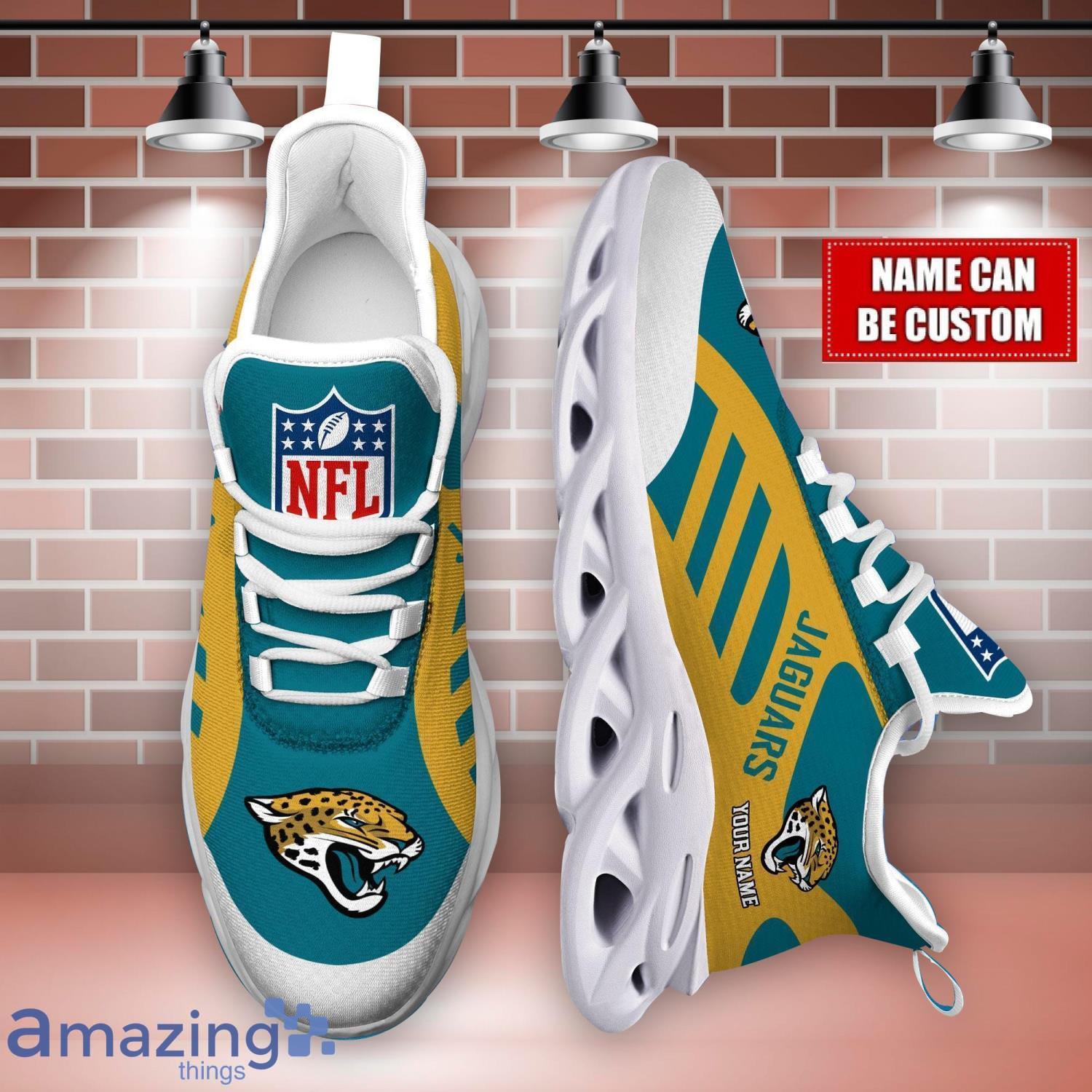 Striped Custom Name Sneakers Jacksonville Jaguars NFL Max Soul Shoes For Men And Women image Striped Custom Name Sneakers Jacksonville Jaguars NFL Max Soul Shoes For Men And Women Product Photo 4