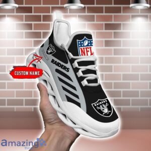 Striped Custom Name Sneakers Las Vegas Raiders NFL Max Soul Shoes For Men And Women Product Photo 2