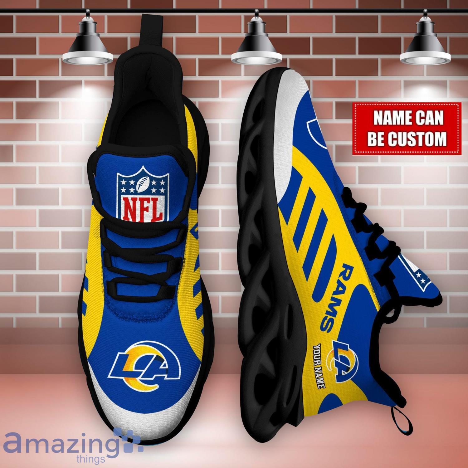 Striped Custom Name Sneakers Los Angeles Rams NFL Max Soul Shoes For Men And Women image Striped Custom Name Sneakers Los Angeles Rams NFL Max Soul Shoes For Men And Women Product Photo 3