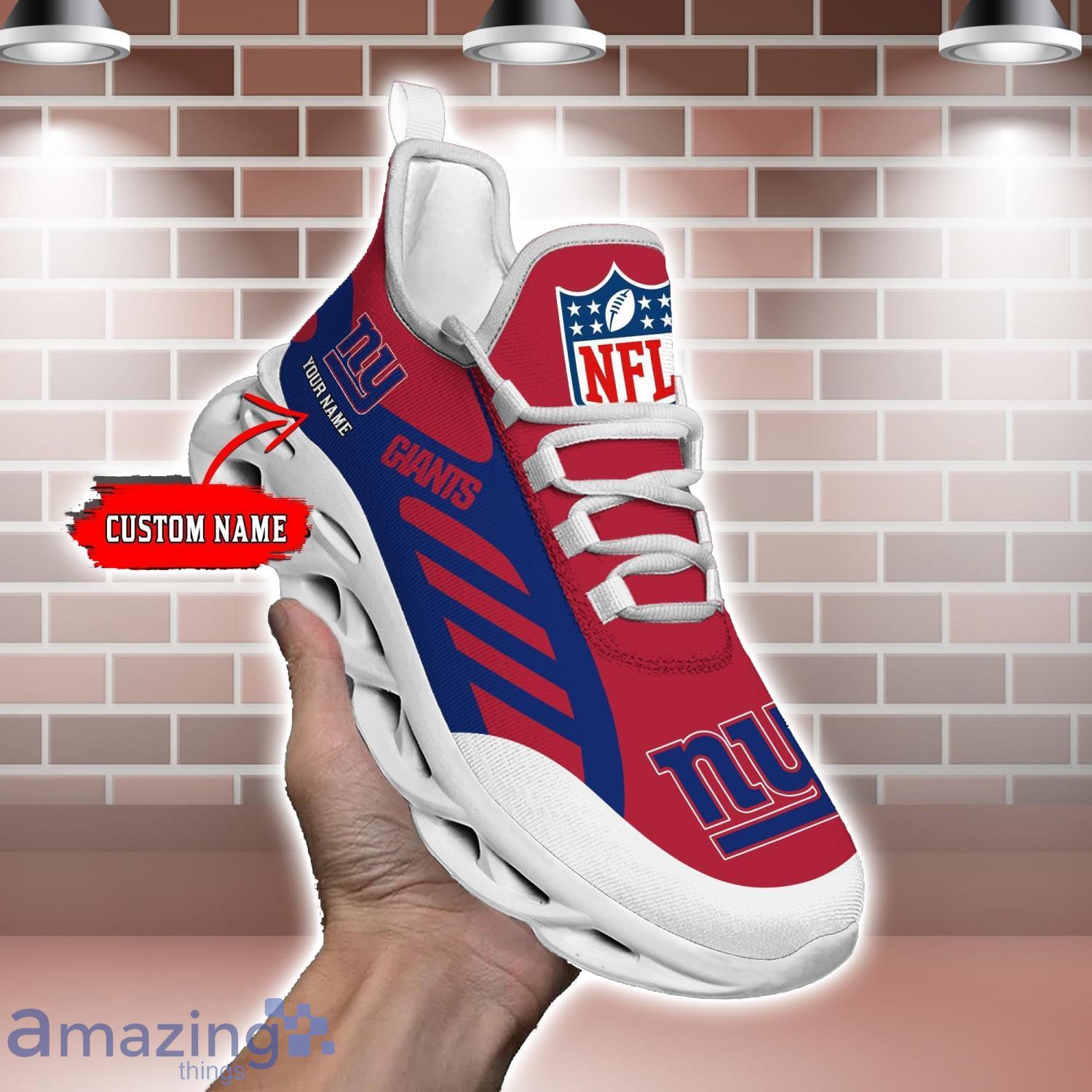 Striped Custom Name Sneakers New York Giants NFL Max Soul Shoes For Men And Women image Striped Custom Name Sneakers New York Giants NFL Max Soul Shoes For Men And Women Product Photo 2