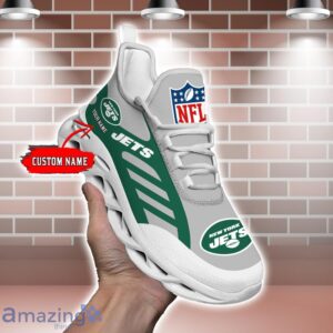 Striped Custom Name Sneakers New York Jets NFL Max Soul Shoes For Men And Women Product Photo 2