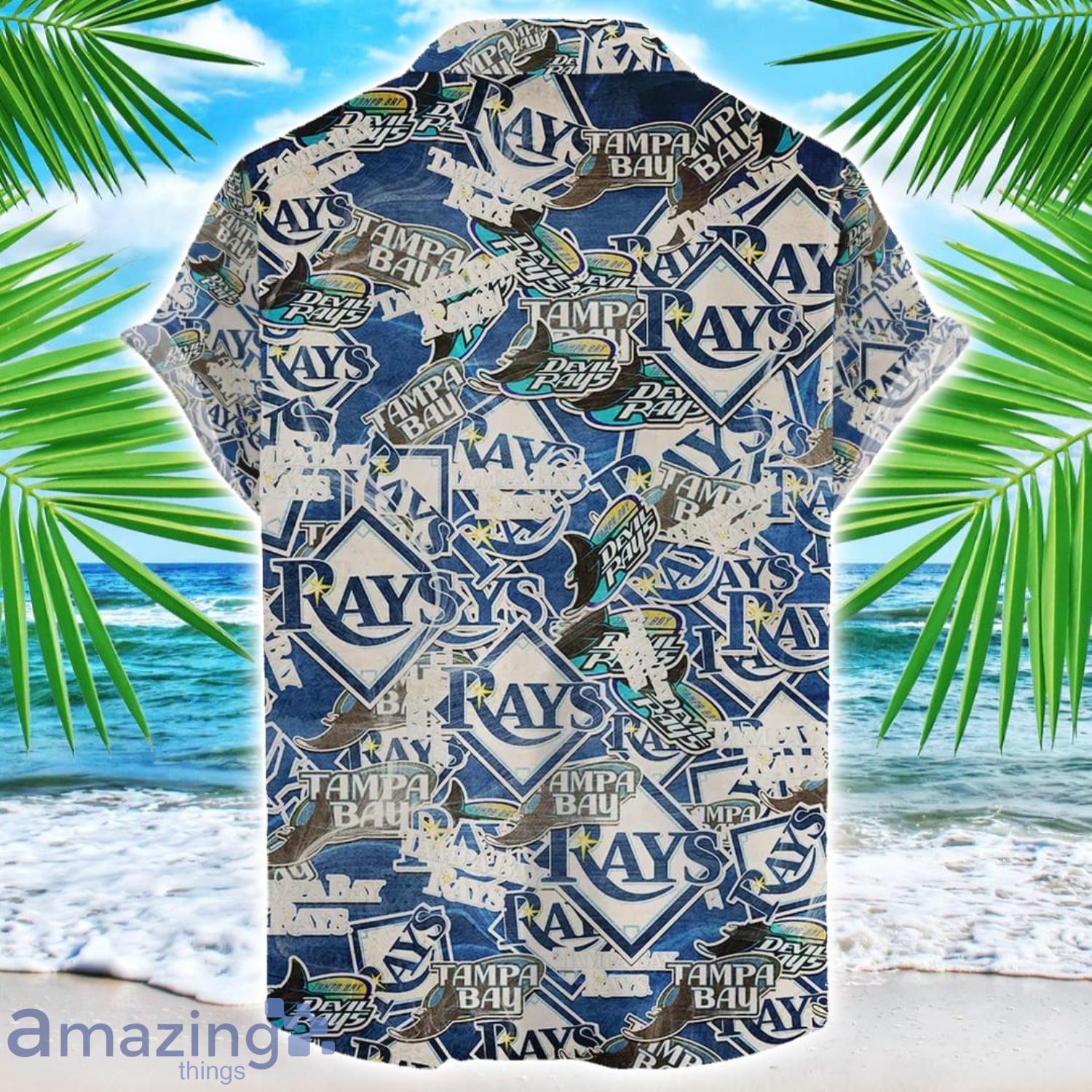 Tampa Bay Rayss MLB Team Logo 3D Hawaiian Shirt Limited For Sports Fans image Tampa Bay Rayss MLB Team Logo 3D Hawaiian Shirt Limited For Sports Fans Product Photo 2