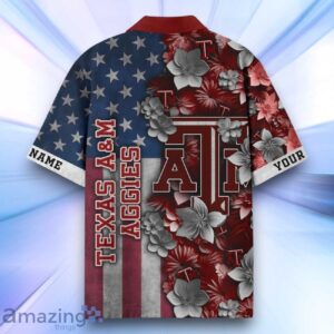 Texas A&ampampM Aggies Hawaiian Shirt Flower 3D USA Flag 4th July Independence Day Custom Name Product Photo 3