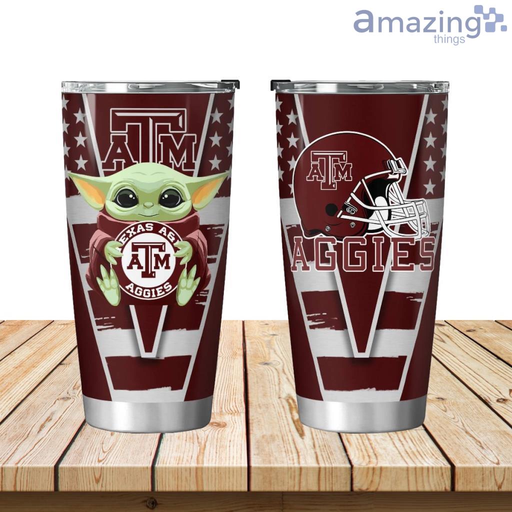 Texas A&M Aggies Baby Yoda Travel Tumbler 20oz image Texas A&M Aggies Baby Yoda Travel Tumbler 20oz Product Photo 1