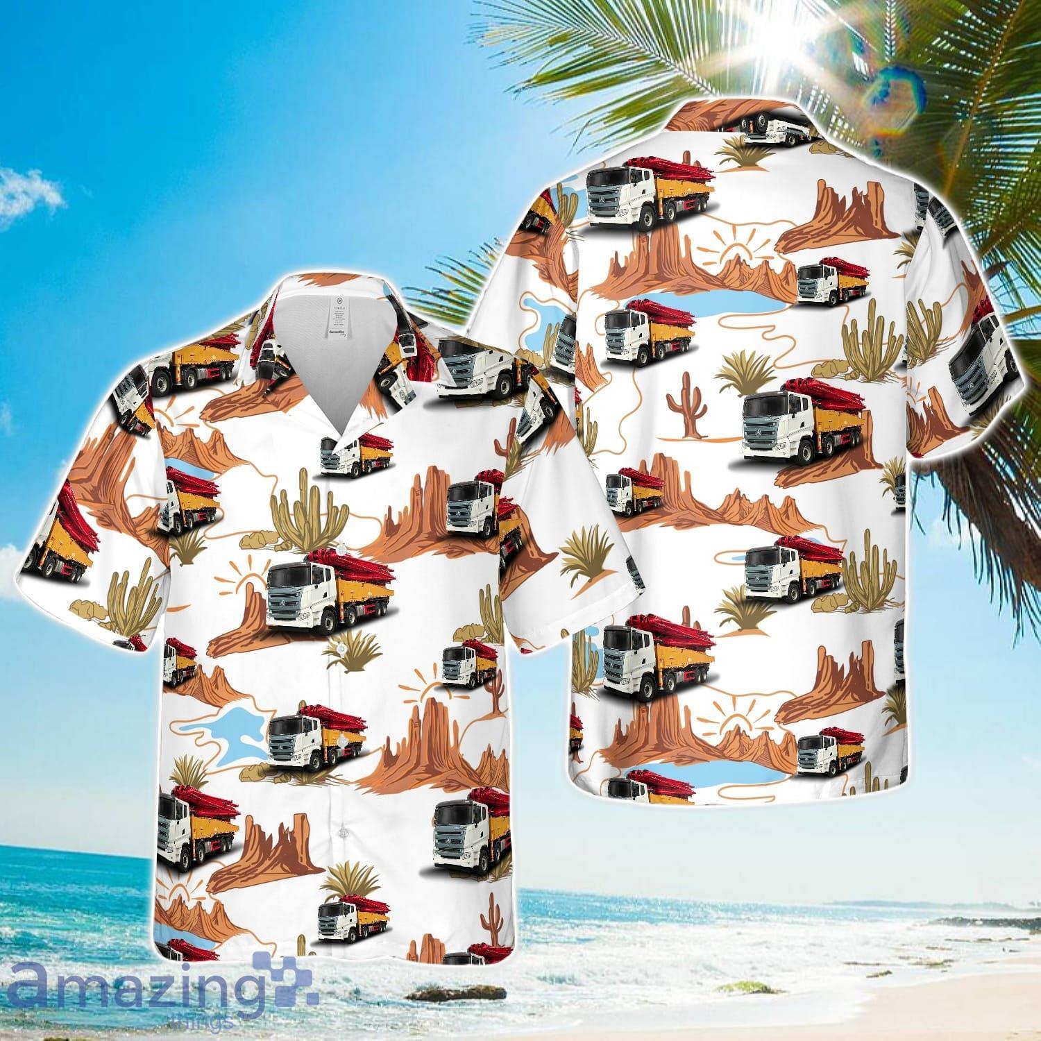Truck Mounted Concrete Pump Hawaiian Shirt image Truck-Mounted Concrete Pump Hawaiian Shirt Product Photo 1
