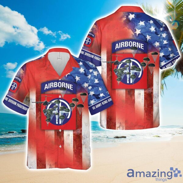 US Army 82nd Airborne Division Paratrooper, 4th Of July 3D Hawaiian Shirt Product Photo 1