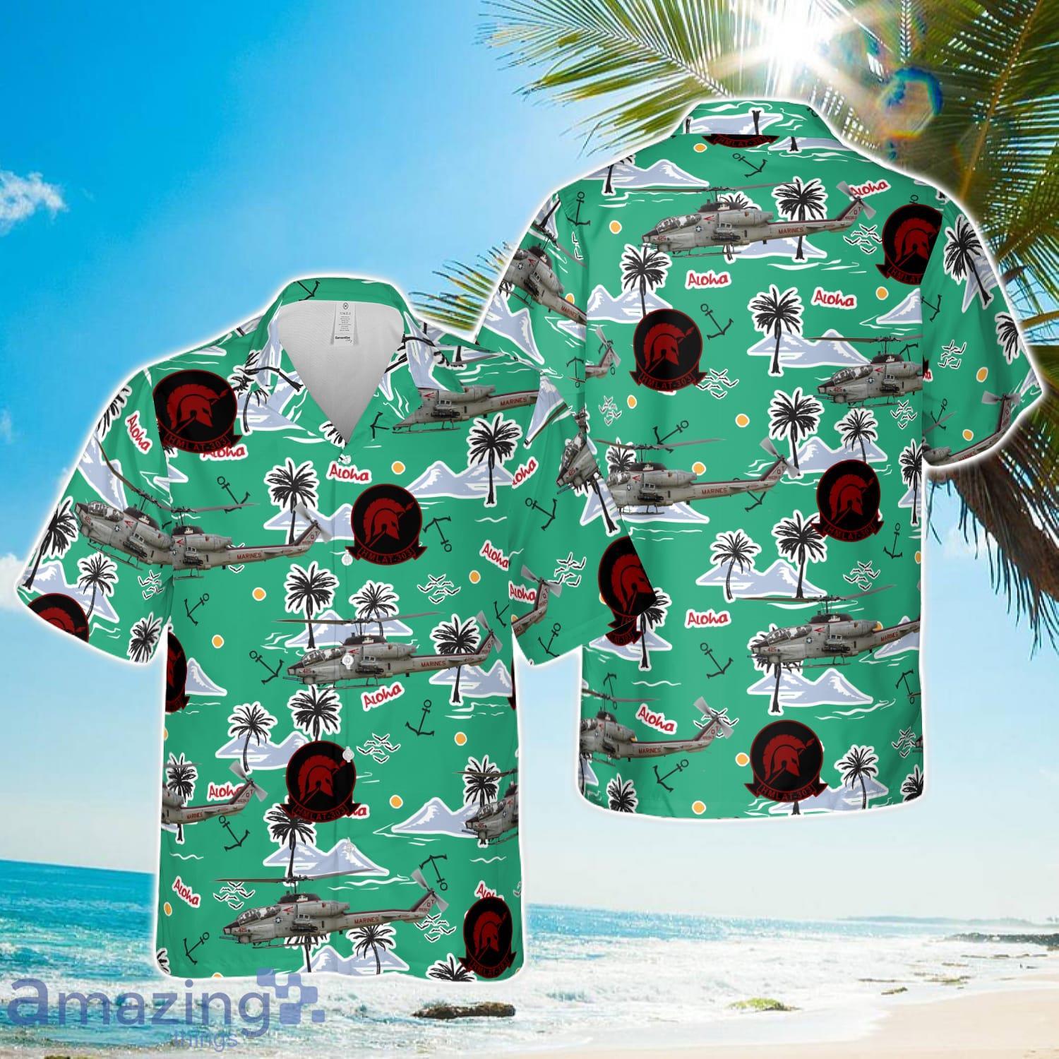 US Marine Corps AH 1W HMLAT 303 Atlas Hawaiian Shirt Gift image US Marine Corps AH-1W HMLAT-303 Atlas Hawaiian Shirt Gift Product Photo 1