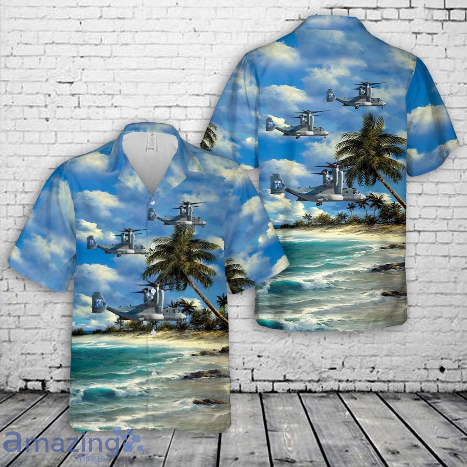 US Marine Corps MV 22 Osprey V 22 Fast Response Group 3D Hawaiian Shirt image US Marine Corps MV-22 Osprey V-22 Fast Response Group 3D Hawaiian Shirt Product Photo 1