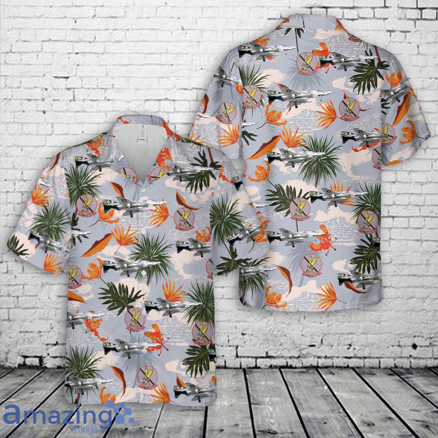 US Marine Corps VMCJ 1 McDonnell RF 4B Phantom 153110 RM 607 (1973) Hawaiian Shirt image US Marine Corps VMCJ-1 McDonnell RF-4B Phantom 153110-RM-607 (1973) Hawaiian Shirt Product Photo 1