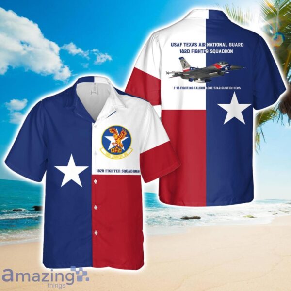 USAF Texas Air National Guard 182d Fighter Squadron F-16 Fighting Falcon Hawaiian Shirt Product Photo 1