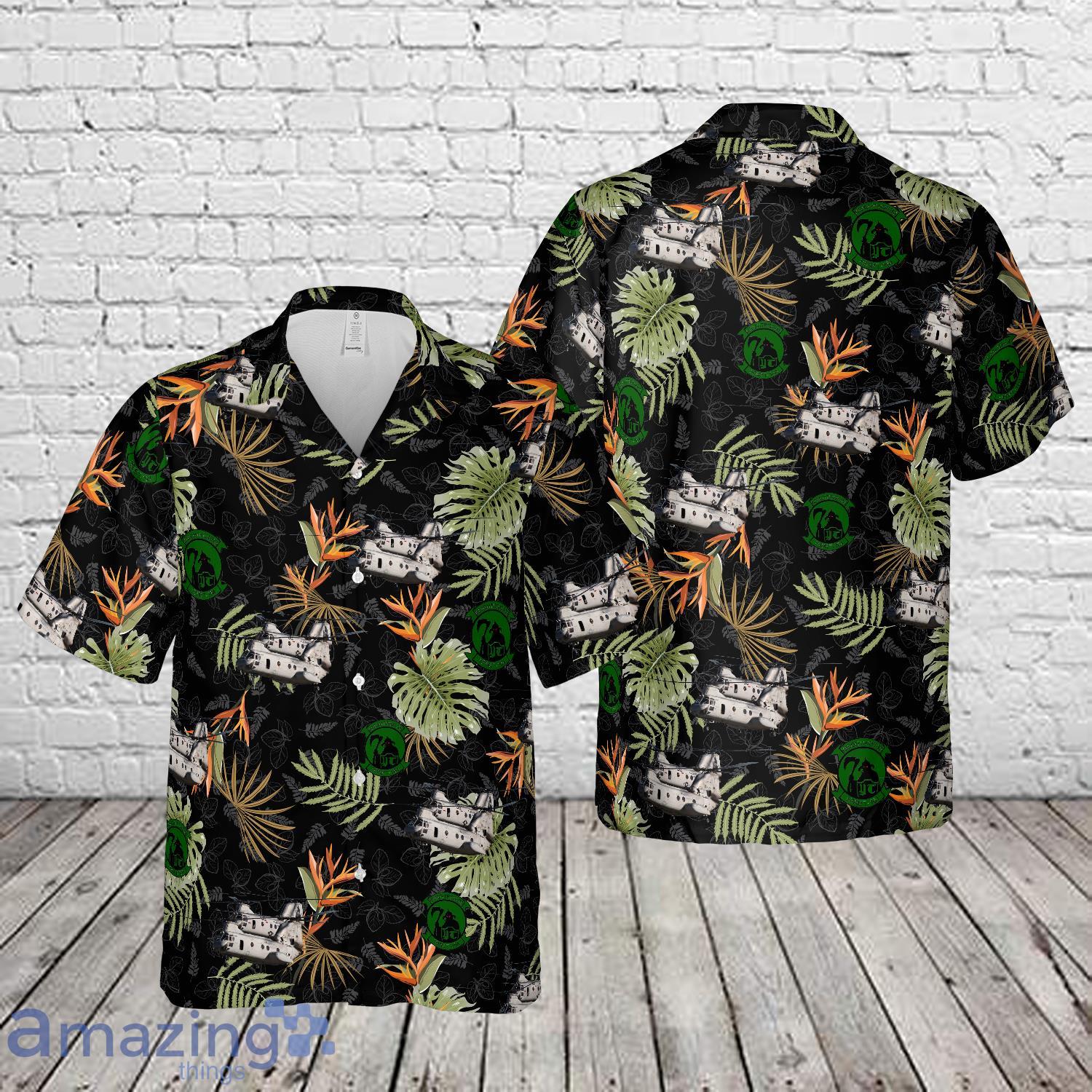 USMC Boeing Vertol CH 46E Sea Knight HMMT 164 Knightriders Hawaiian Shirt image USMC Boeing Vertol CH-46E Sea Knight - HMMT-164 Knightriders Hawaiian Shirt Product Photo 1