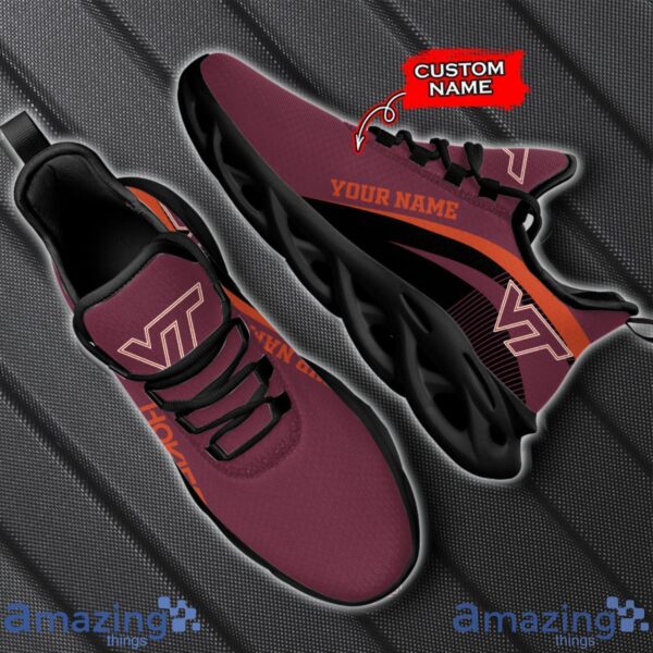 Virginia Tech Hokies NCAA Max Soul Shoes NCAA Team Lgo Sneakers Custom Name Gift For Fans Product Photo 2