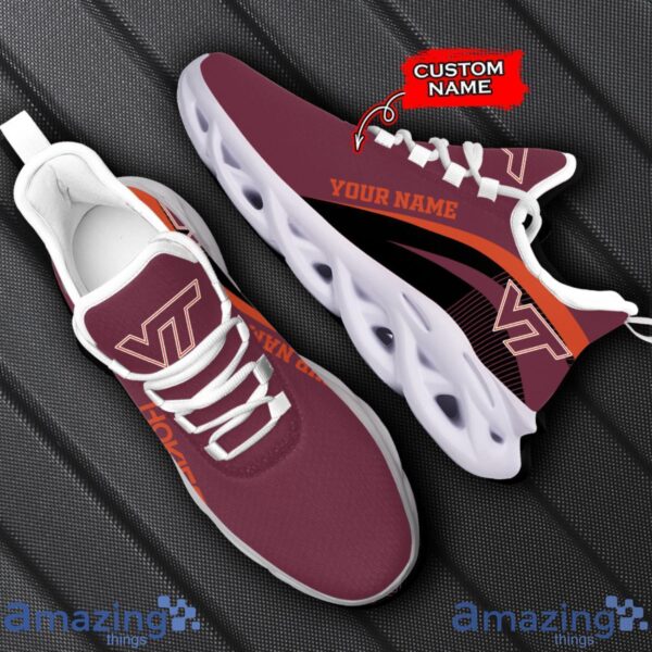 Virginia Tech Hokies NCAA Max Soul Shoes NCAA Team Lgo Sneakers Custom Name Gift For Fans Product Photo 1