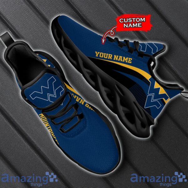 West Virginia Mountaineers NCAA Max Soul Shoes NCAA Team Lgo Sneakers Custom Name Gift For Fans Product Photo 2