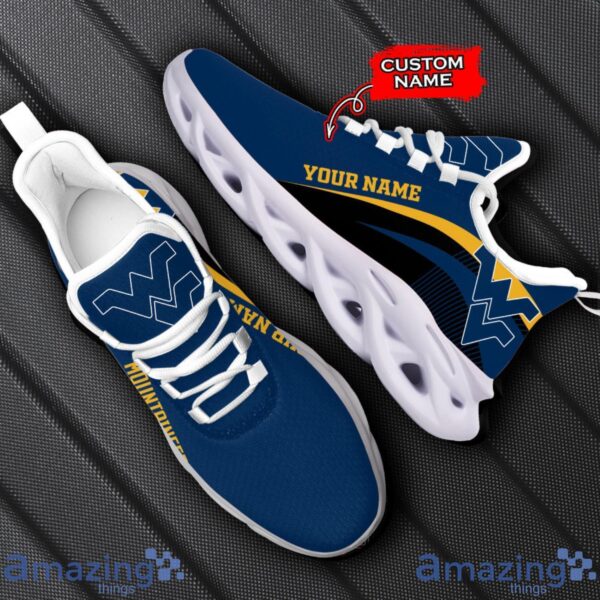 West Virginia Mountaineers NCAA Max Soul Shoes NCAA Team Lgo Sneakers Custom Name Gift For Fans Product Photo 1