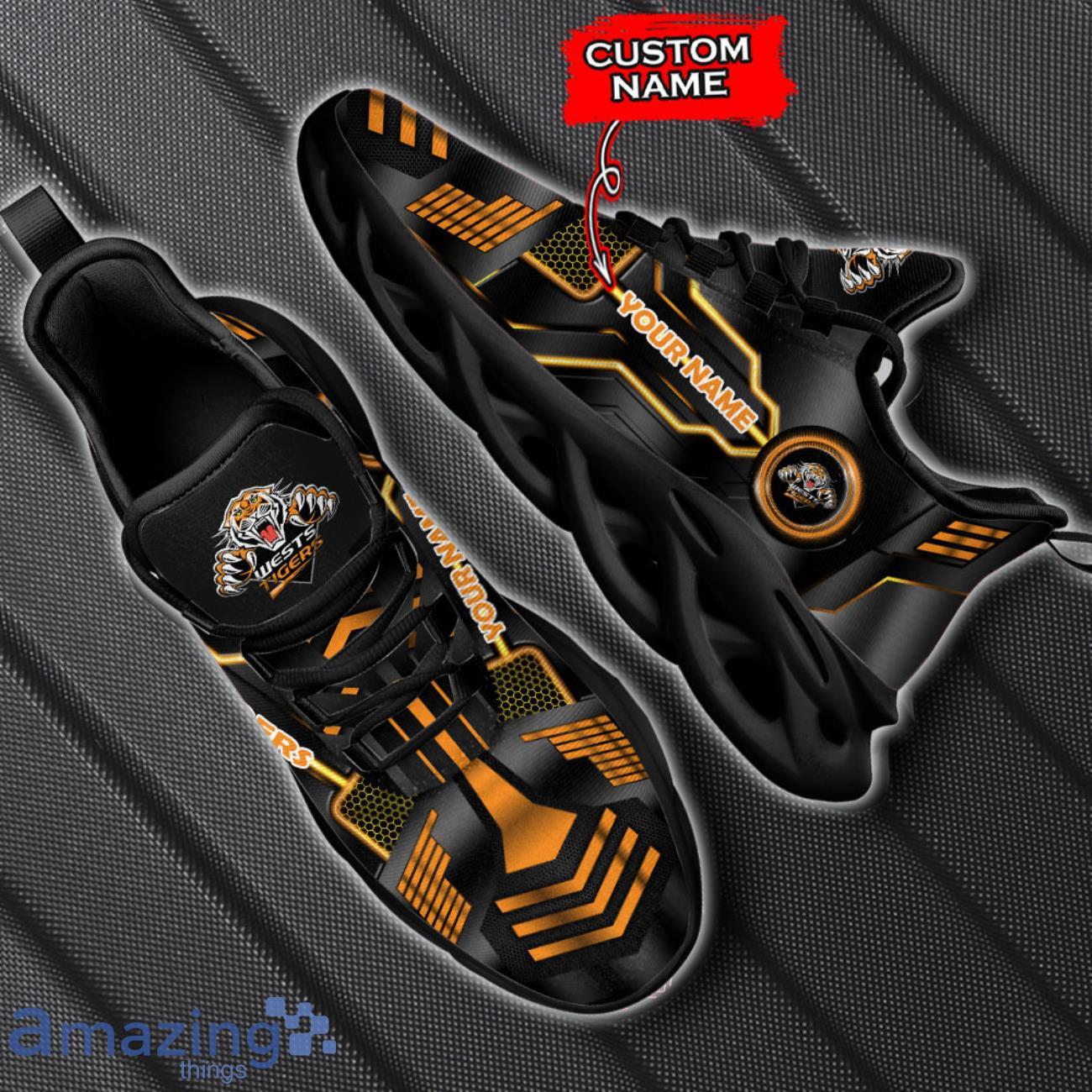 Wests Tigers NRL Sneakers Max Soul Shoes Personalized Custom Name Shoes image Wests Tigers NRL Sneakers Max Soul Shoes Personalized Custom Name Shoes Product Photo 1
