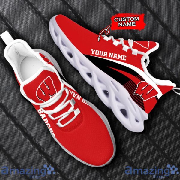 Wisconsin Badgers NCAA Max Soul Shoes NCAA Team Lgo Sneakers Custom Name Gift For Fans Product Photo 1