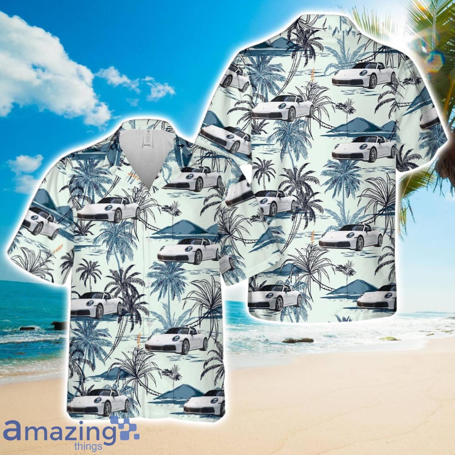 911 Targa White Hawaiian Shirt Beach Shirt image 911 Targa White Hawaiian Shirt Beach Shirt Product Photo 1