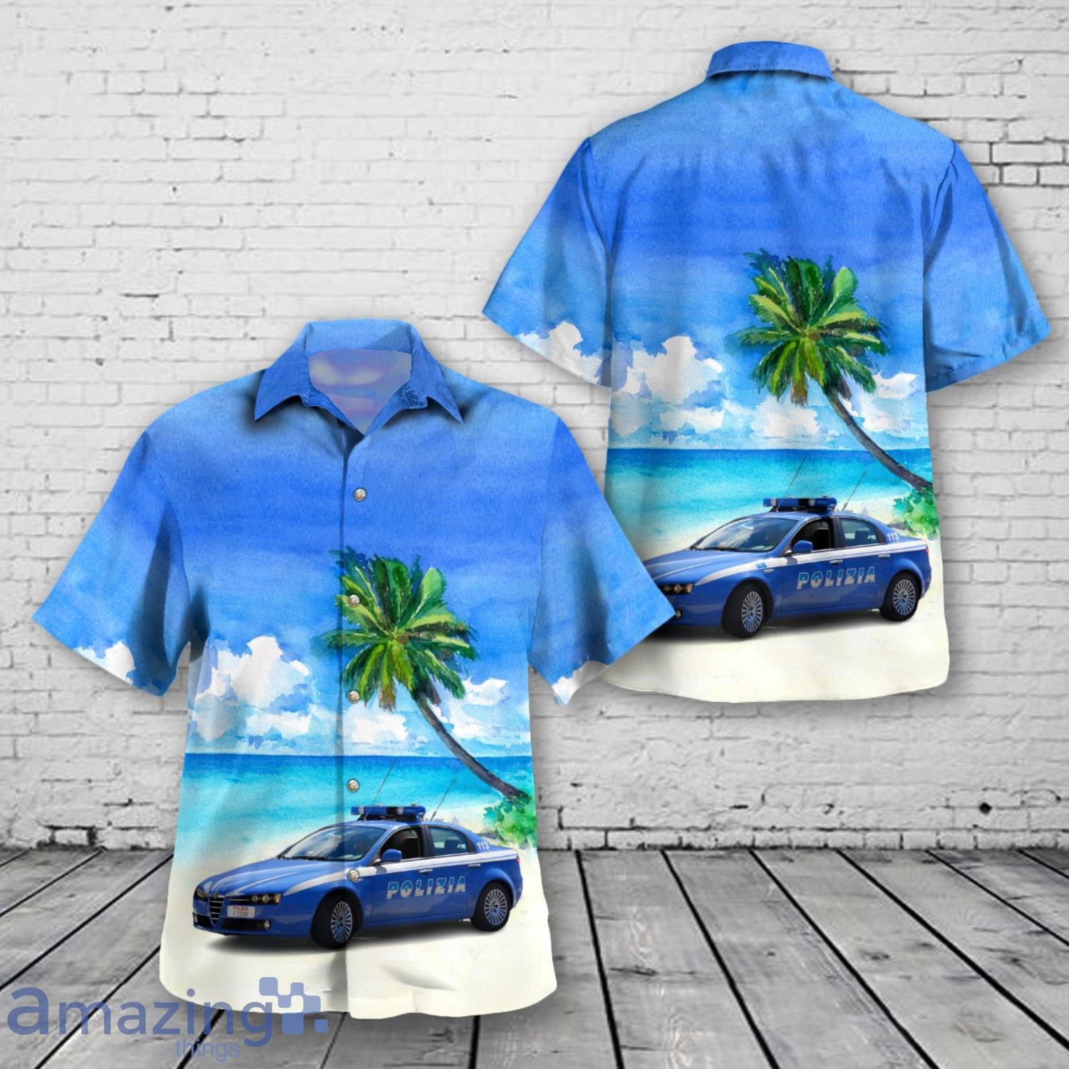 Alfa Romeo Police Car Vatican City Rome Hawaiian Shirt image Alfa Romeo Police Car Vatican City Rome Hawaiian Shirt Product Photo 1