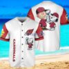 Arizona Cardinals Peanut Snoopy Baseball Jersey Shirt White Vintage style